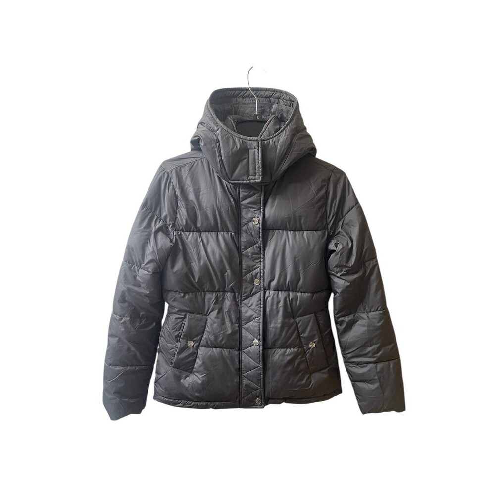 Hollister Women's Puffer Collection Charcoal Gray Hooded Coat Size XS Jacket EUC